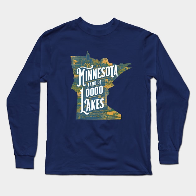 Minnesota Land of 10,000 Lakes Long Sleeve T-Shirt by Moulezitouna